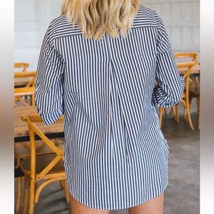 Velvet heart striped button up